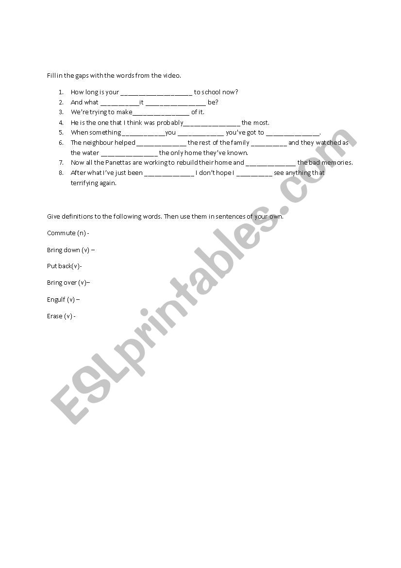 Hurricane Sandy worksheet