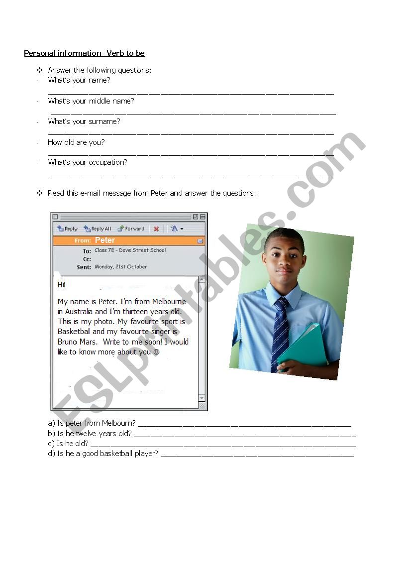 Personal information worksheet