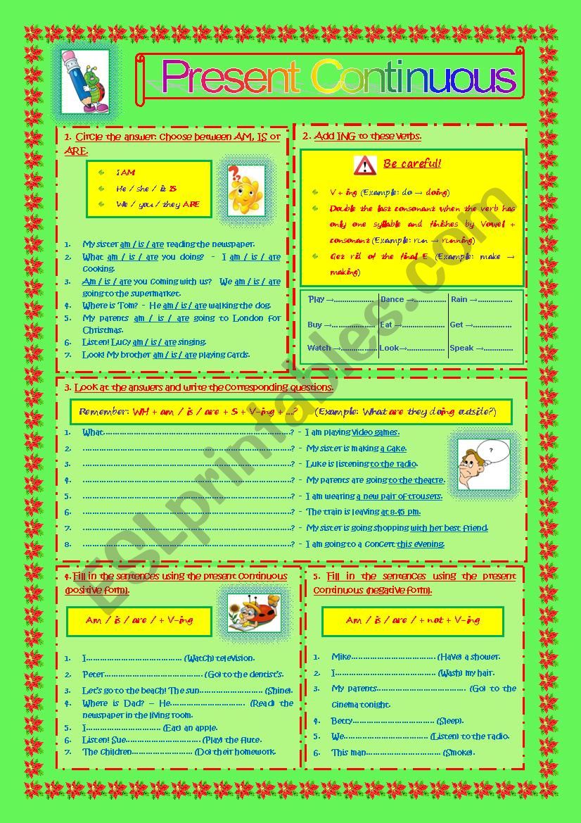 Present Continuous worksheet