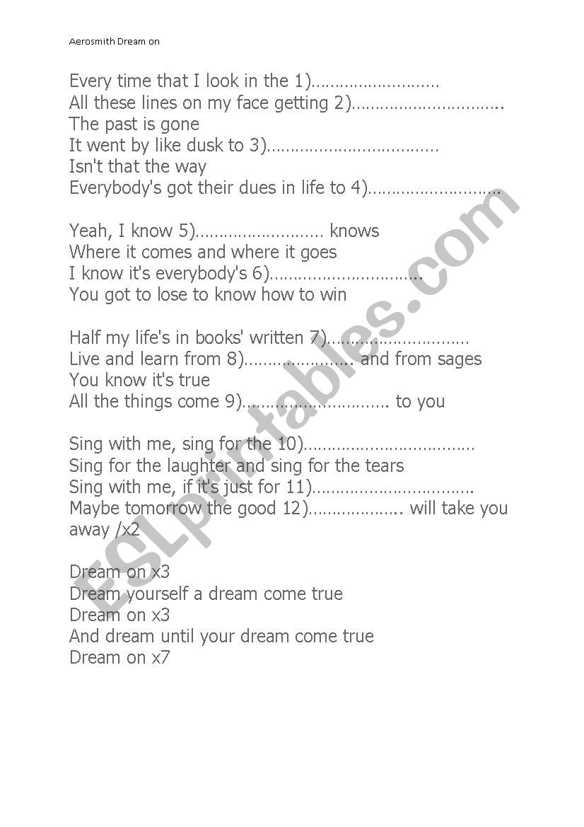 Dream On- Listening task with a magnificent song by Aerosmith