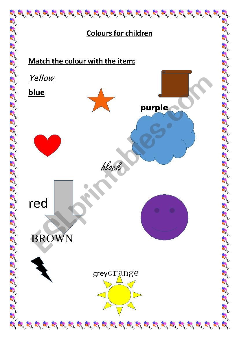 Colours for children worksheet