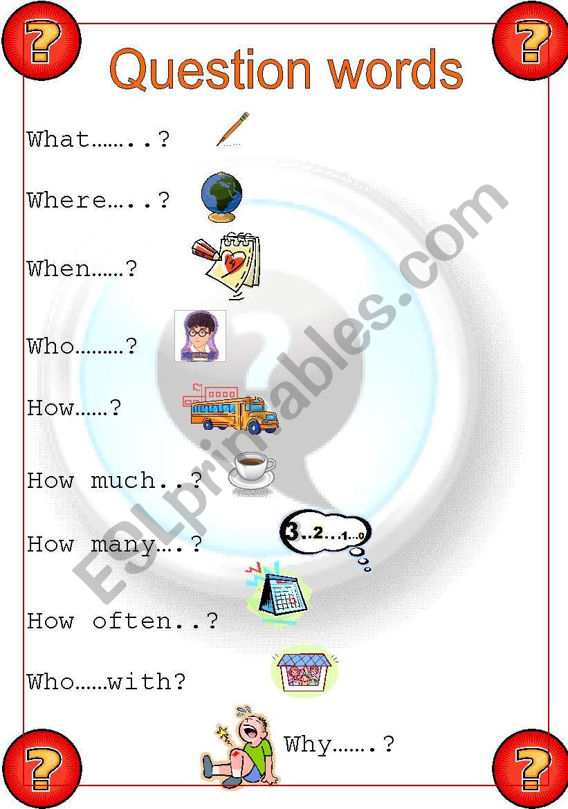 question words worksheet