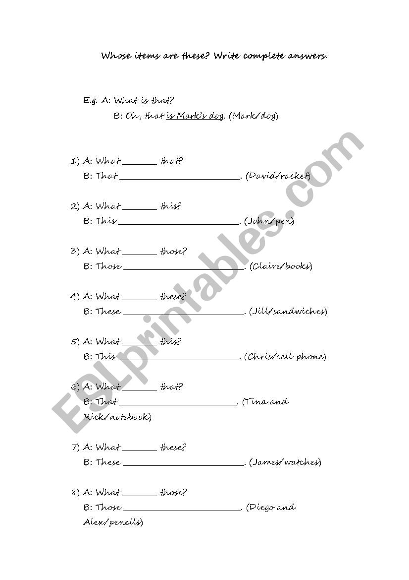 Possessive Case worksheet