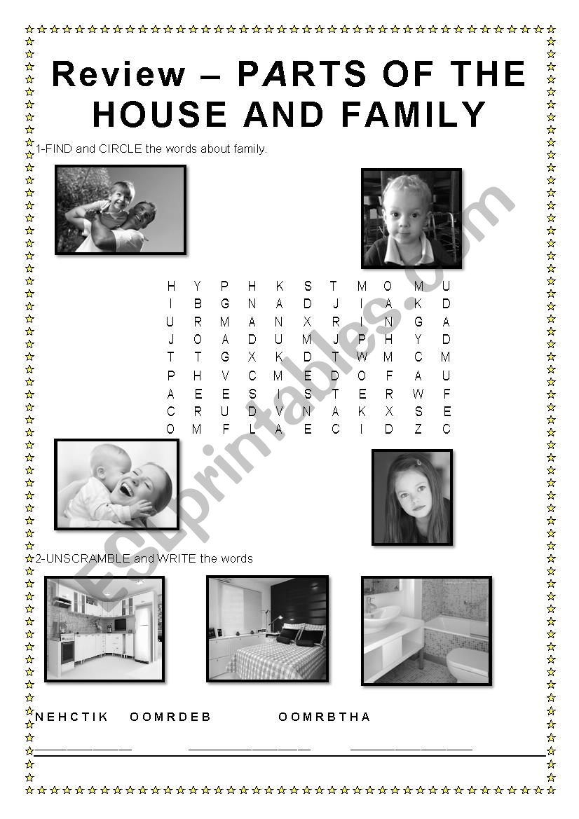 Review - Pats of the house worksheet