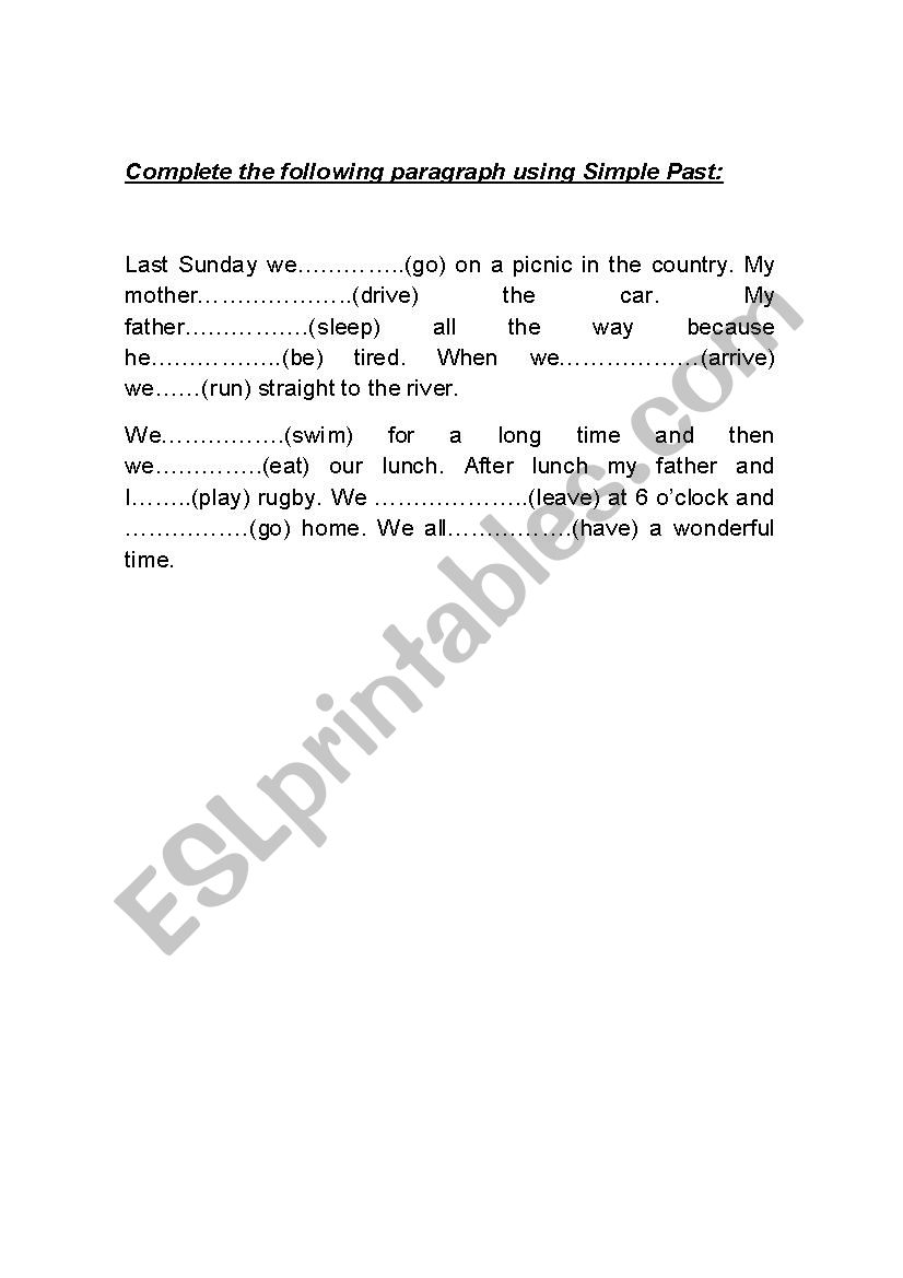 use of Simple past worksheet