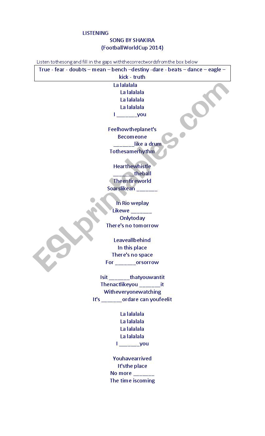 listening activity worksheet