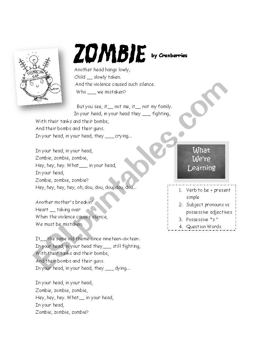 Zombie by The Cranberries worksheet