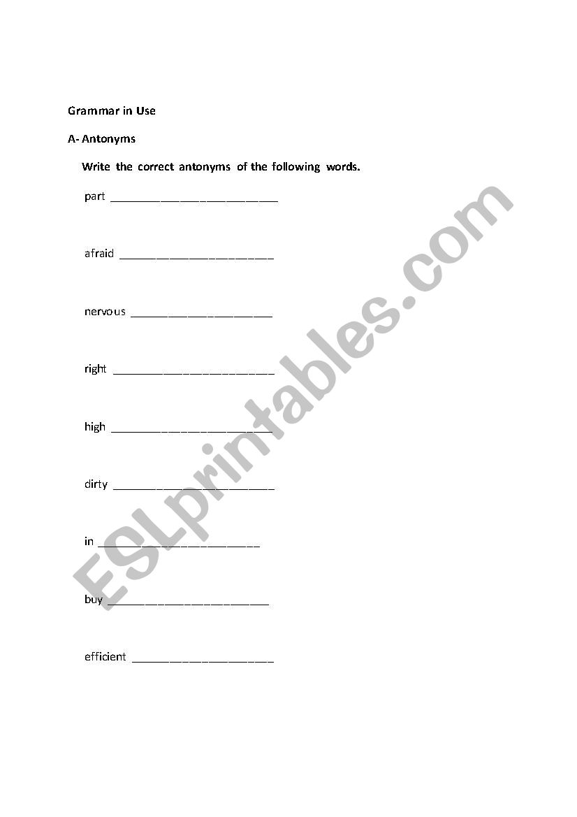 Grammar In Use,Worksheet 5 worksheet