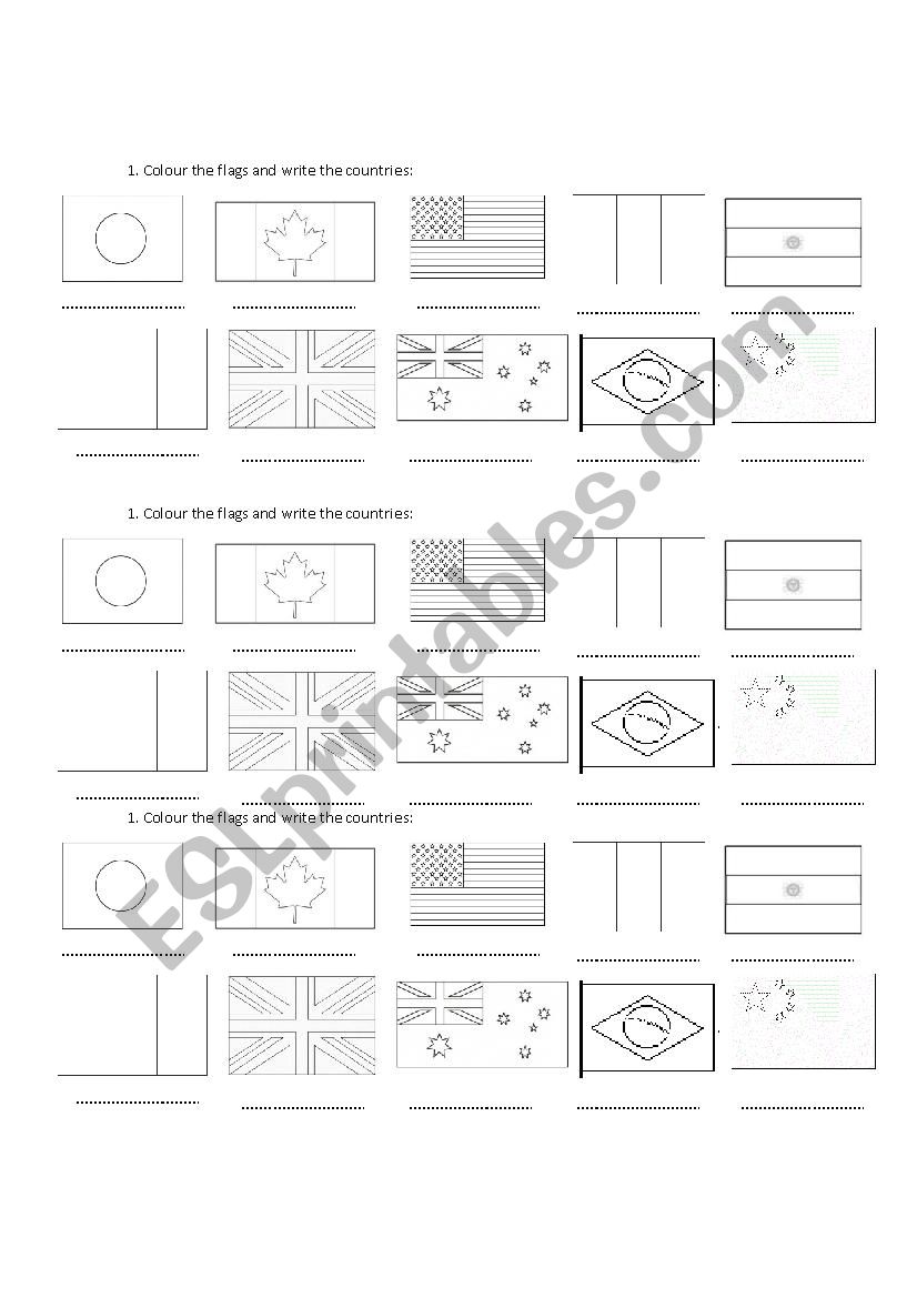 Countries worksheet