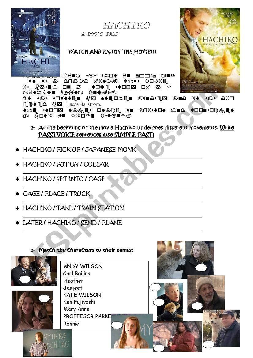 Hachiko Movie worksheet