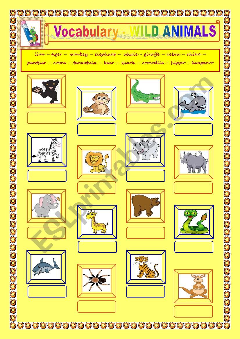 Wild animals worksheet