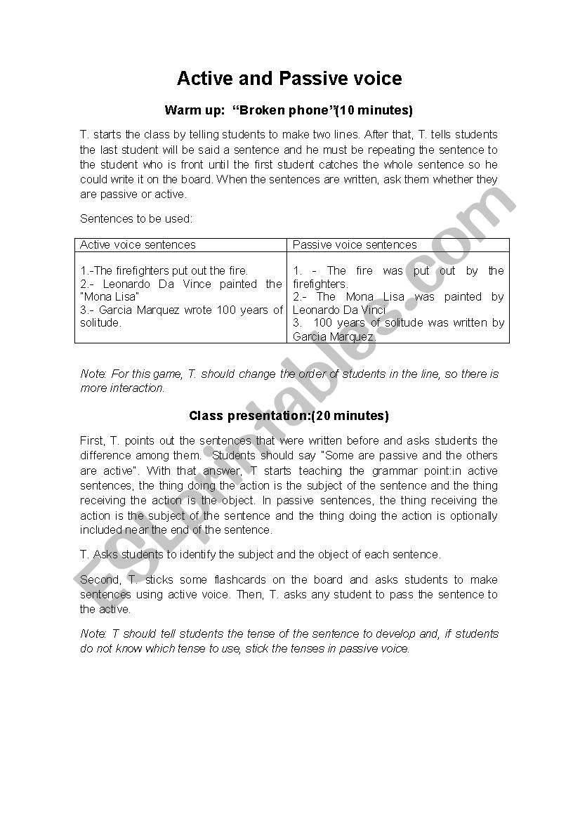 Active and Passive Voice  worksheet