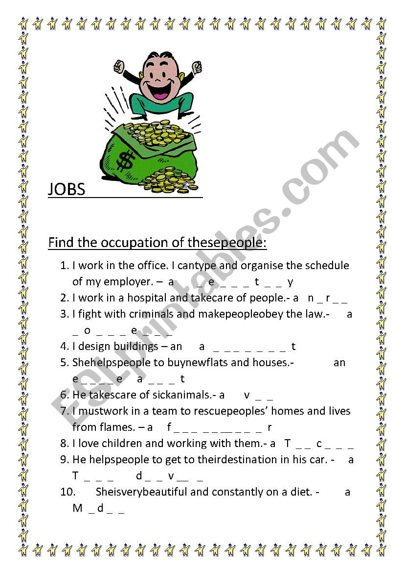 Jobs worksheet