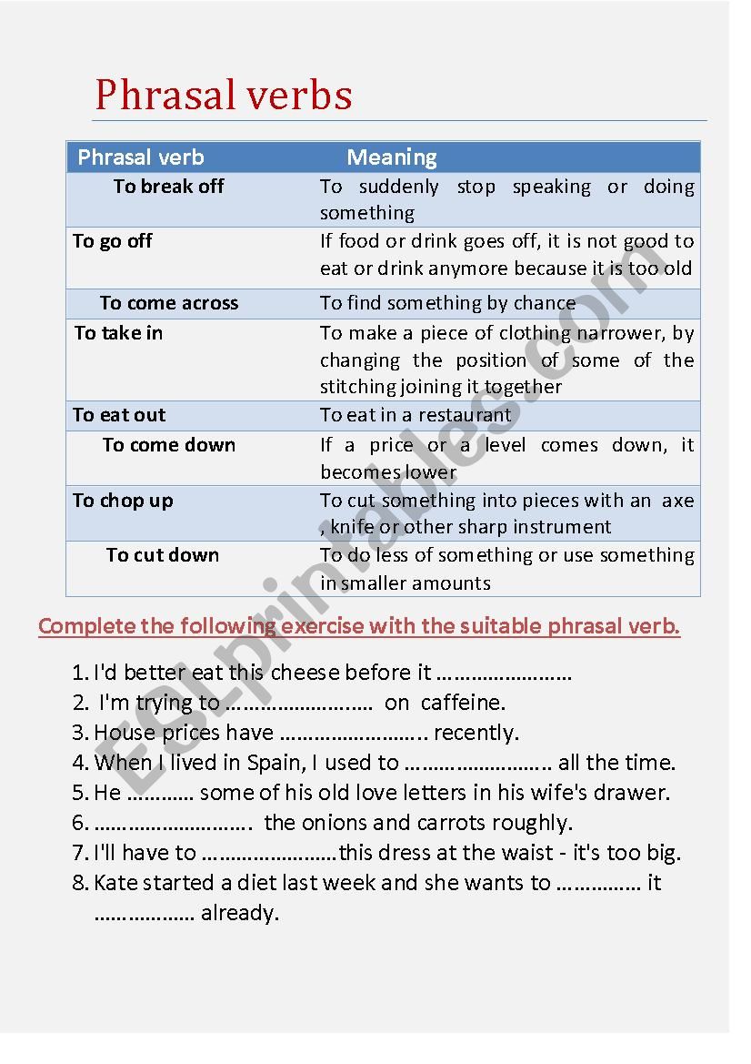 Phrasal verbs  worksheet