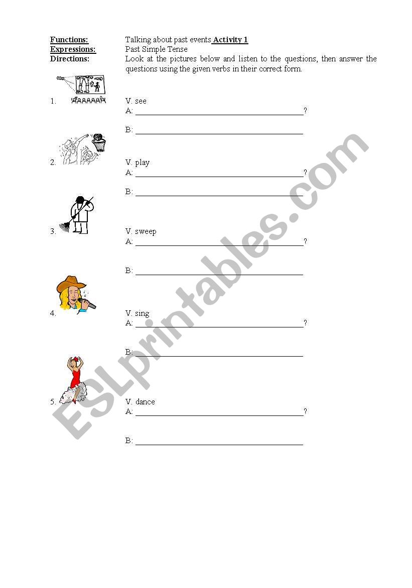Talking about past events worksheet