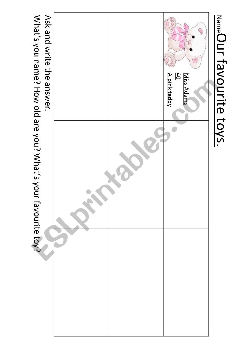 our favourite toys worksheet
