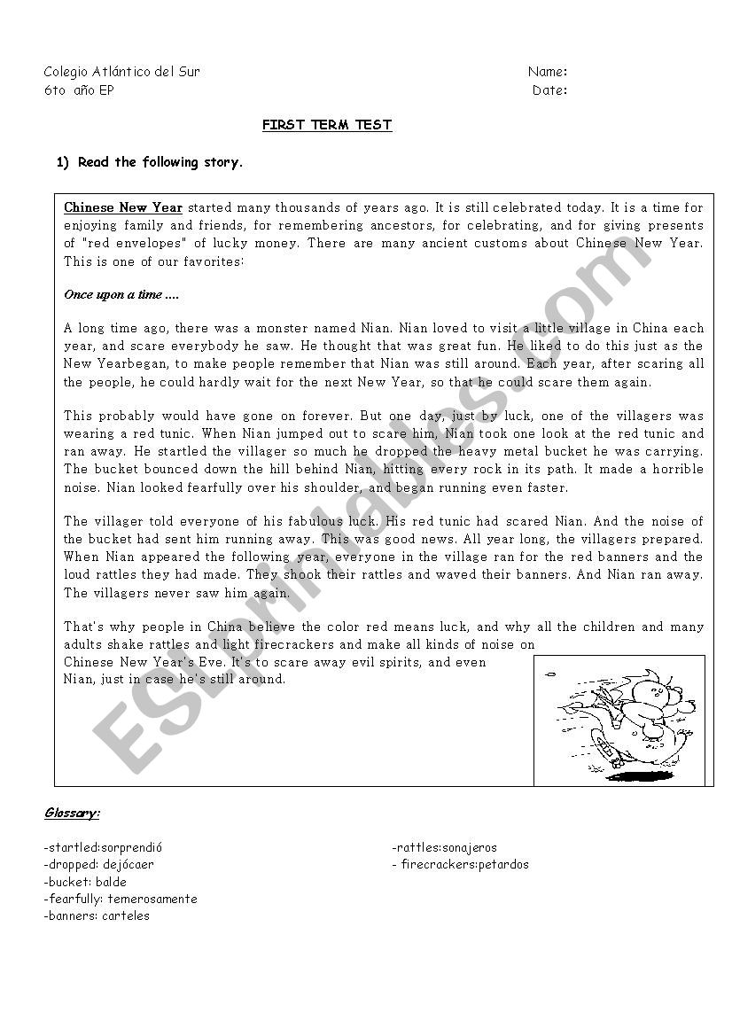 exam for primary school worksheet