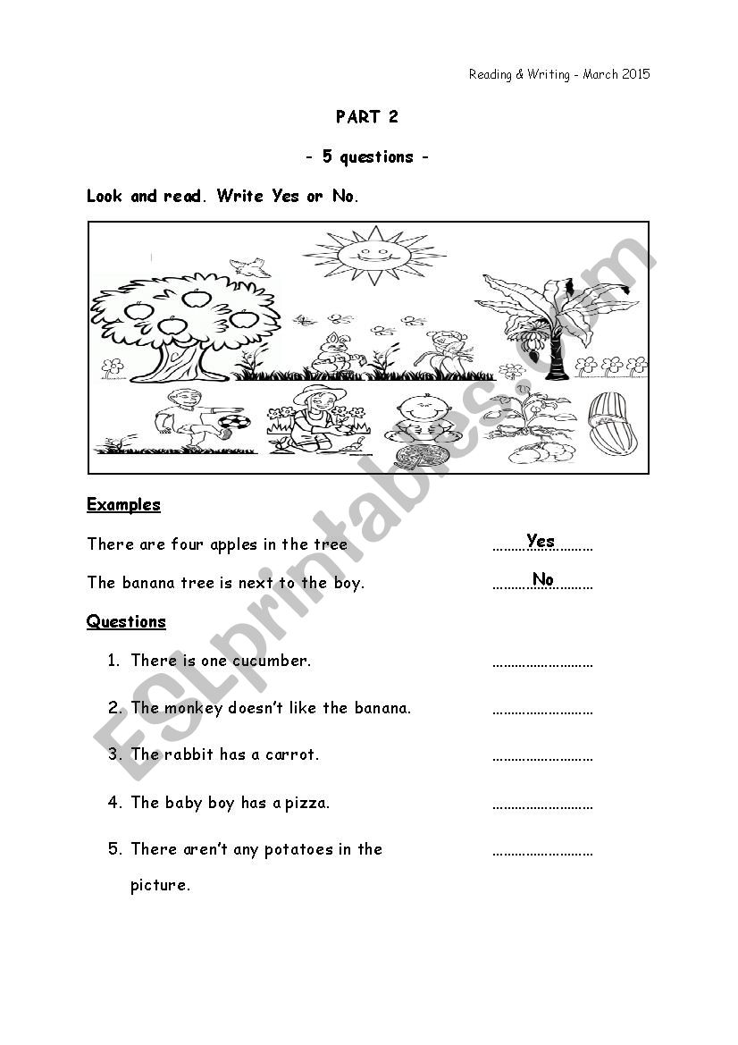 STARTERS READING worksheet