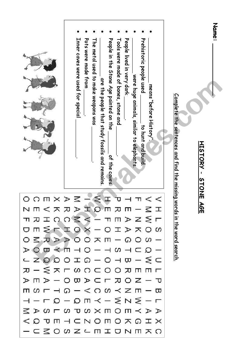 Stone Age Worksheets For Kids