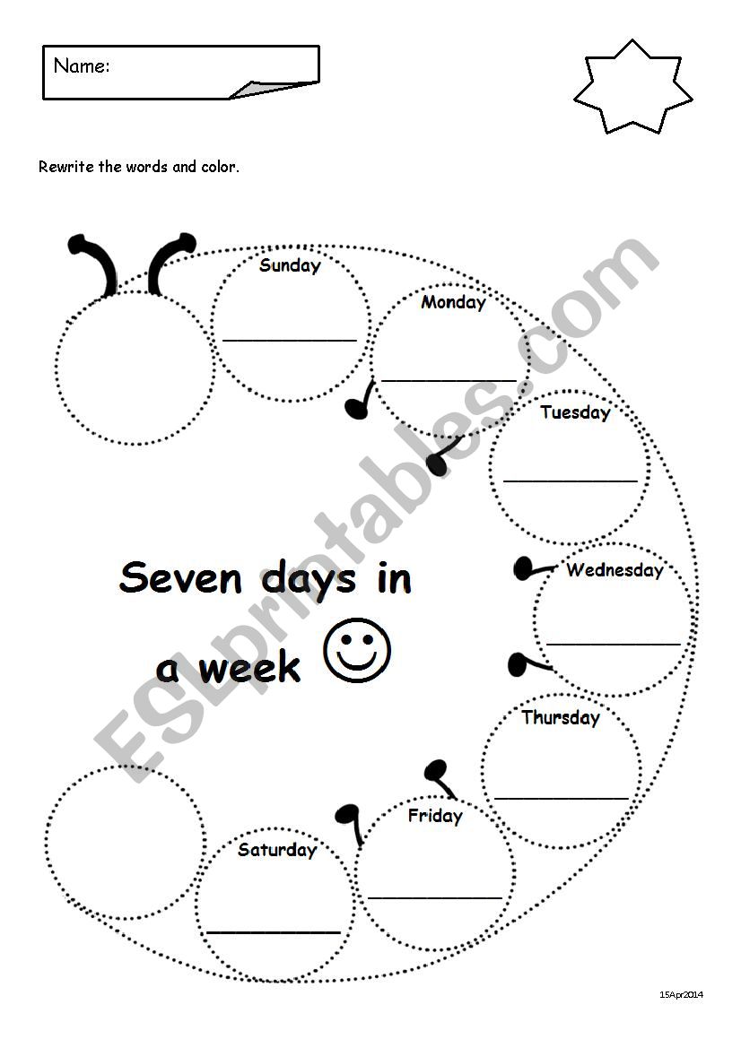 Seven Days a Week worksheet