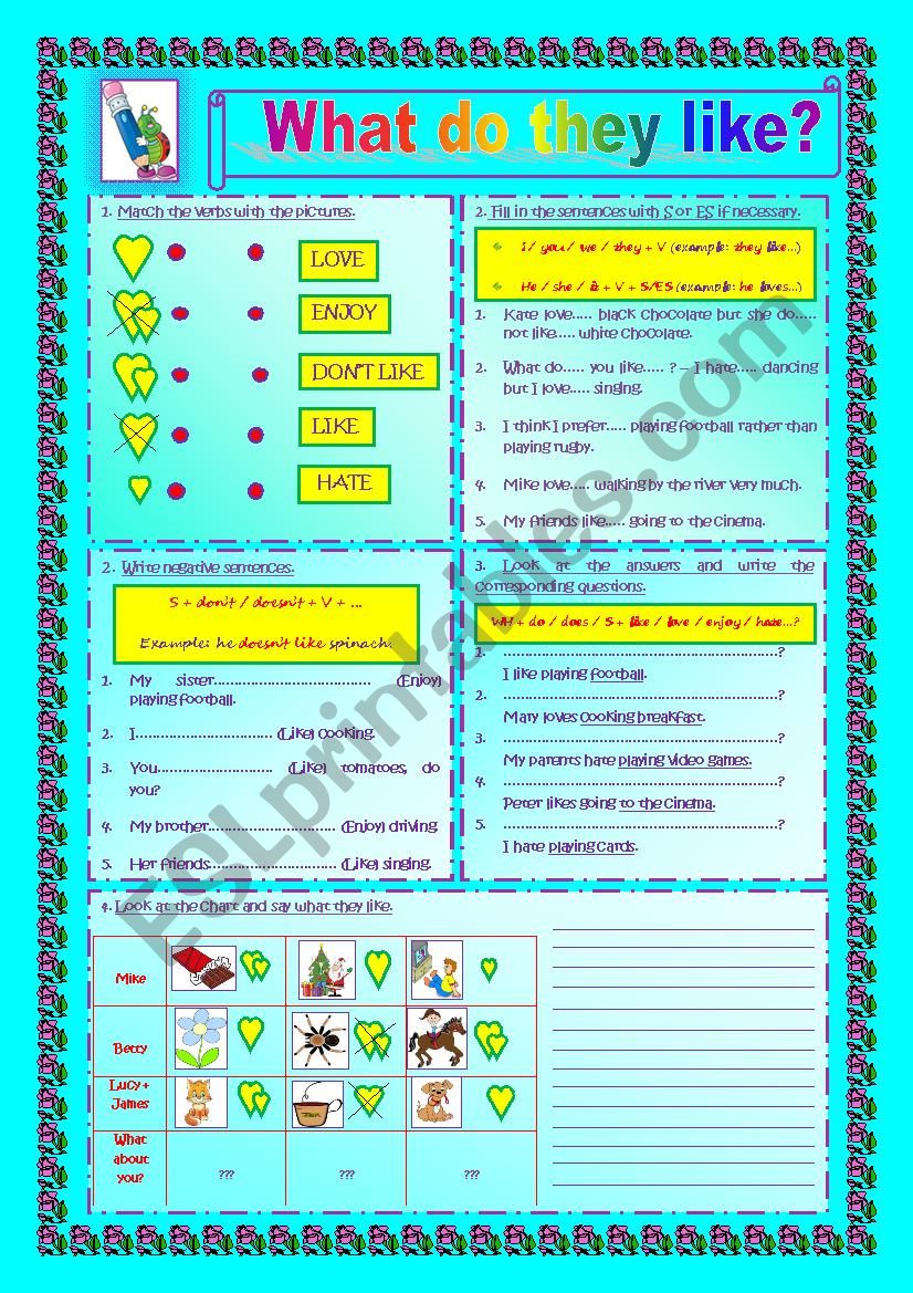 What do they like? worksheet