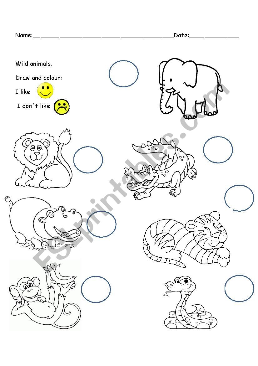 Wild animals worksheet