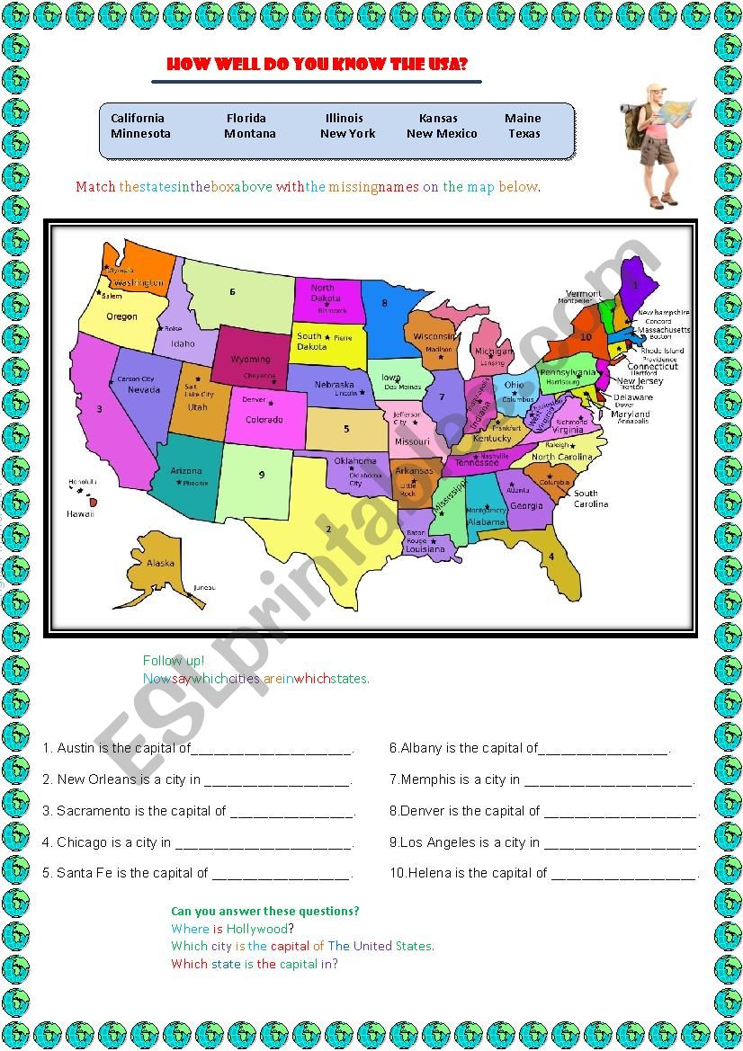 How Well do you Know the USA? worksheet