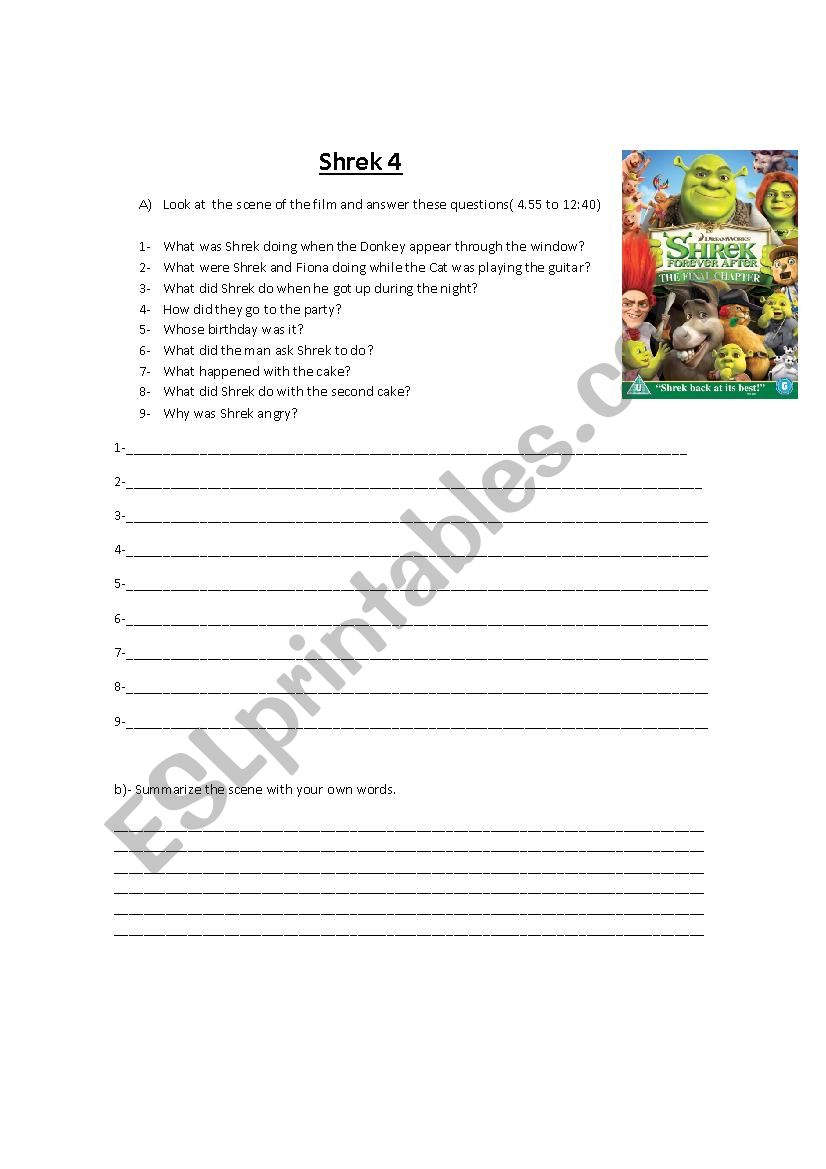 shrek 4 worksheet