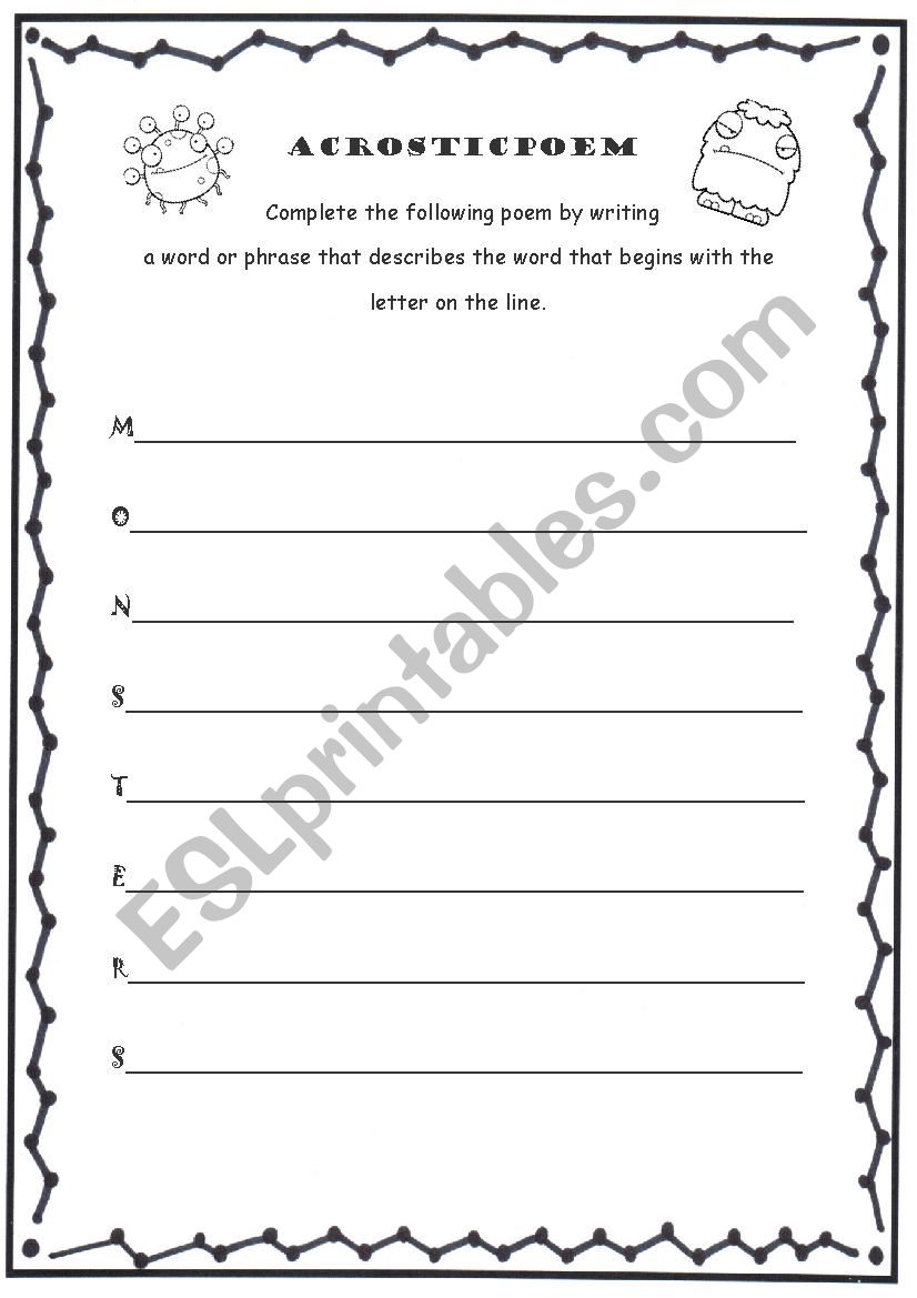 Acrostic Poem worksheet