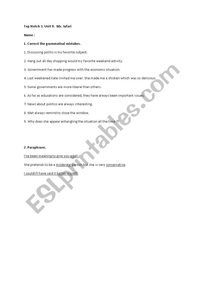 Abstract nouns- V folloerd by obj and onfinitive TEST