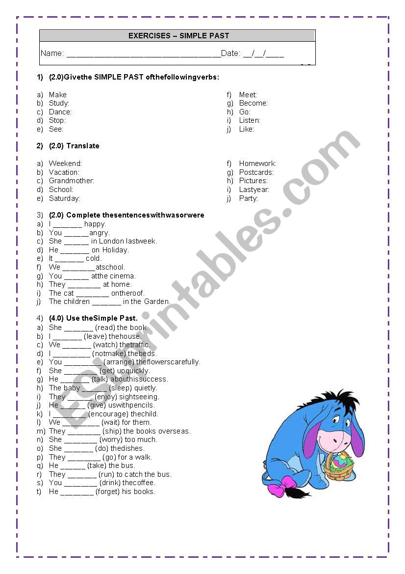 SIMPLE PAST worksheet