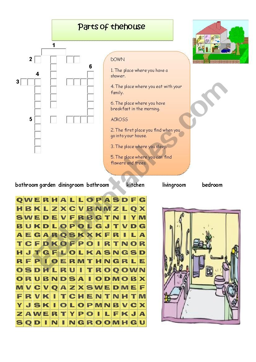 parts of the house  worksheet