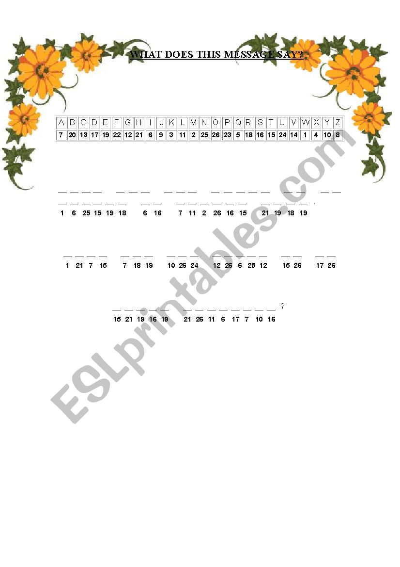 A Cryptogram  worksheet