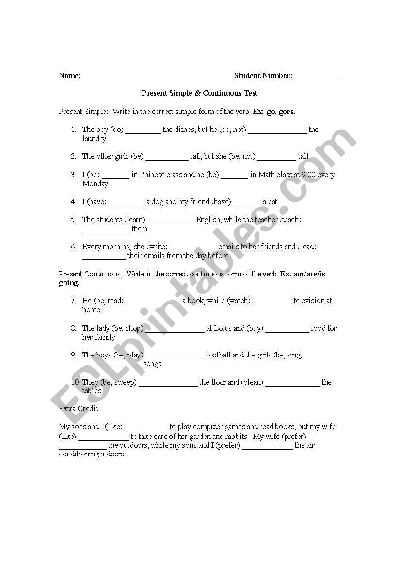 Present Simple & Continuous Review