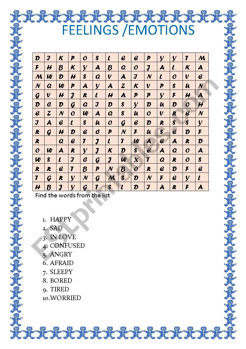 feelings and emotions worksheet