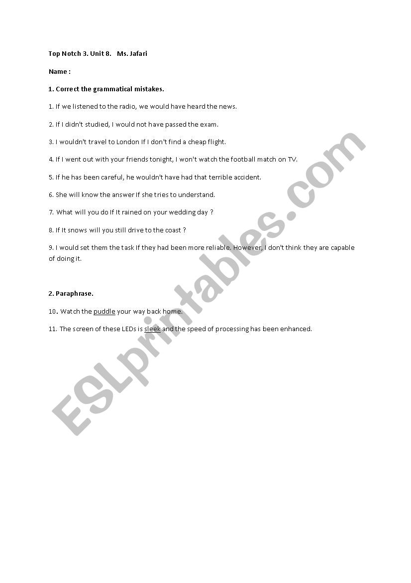 Mixed Conditional Sentences  worksheet