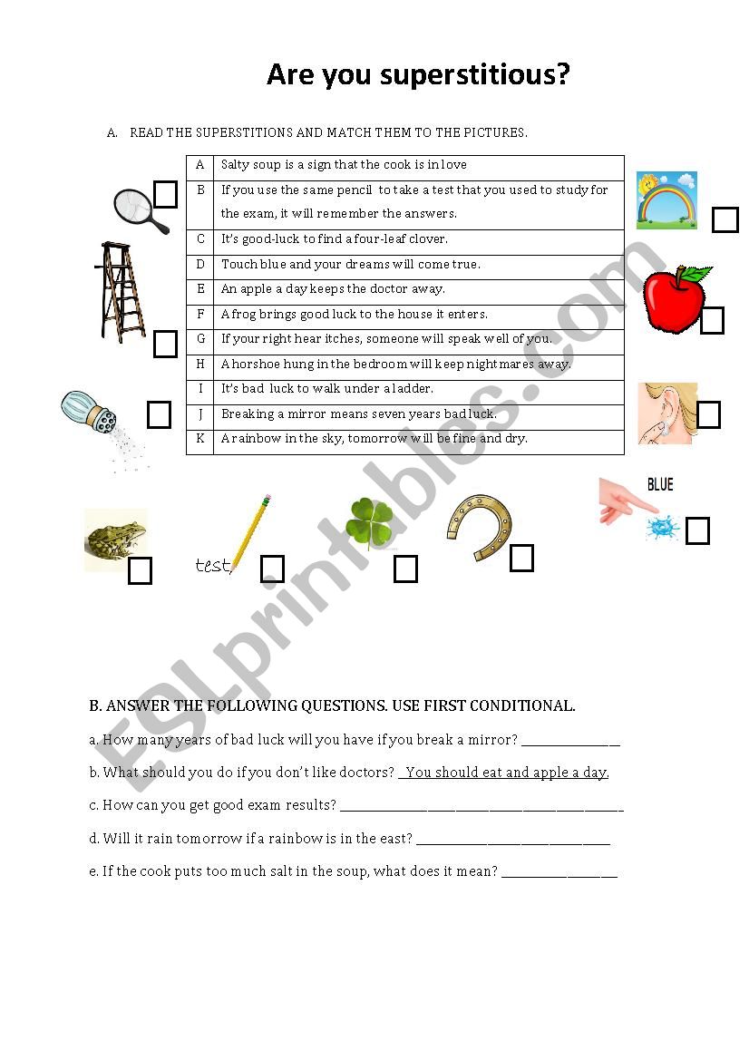 Are you superstitious worksheet