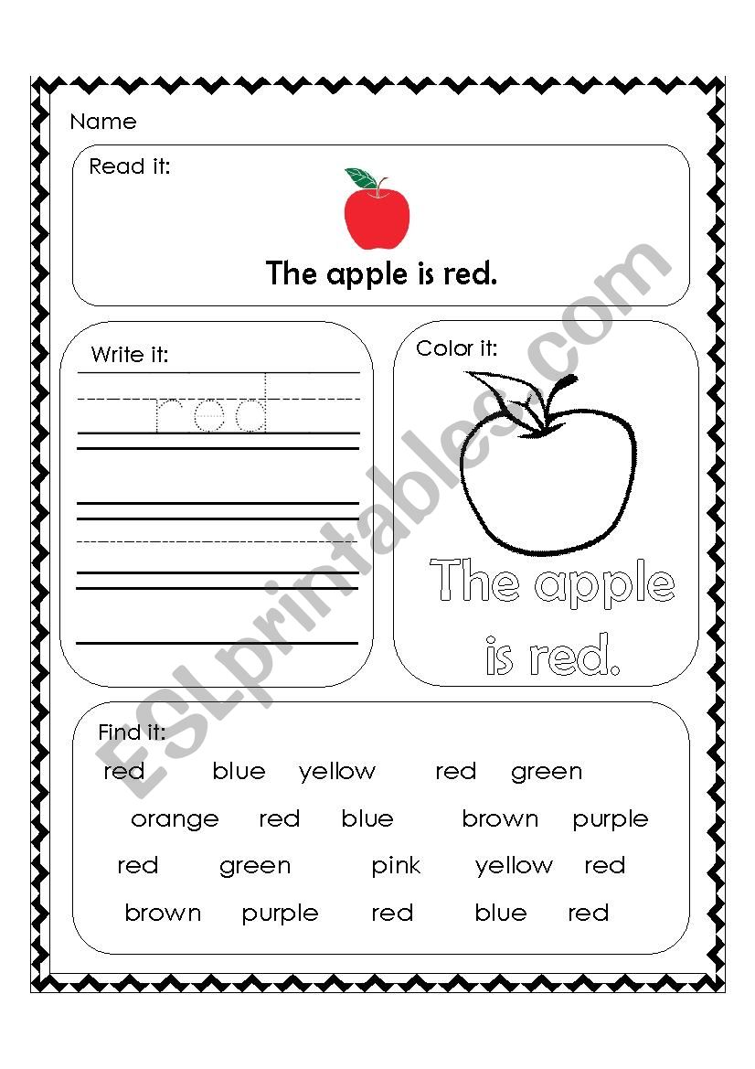 Red worksheet worksheet