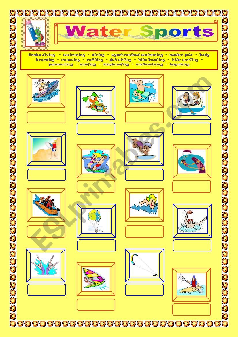 Water Sports worksheet