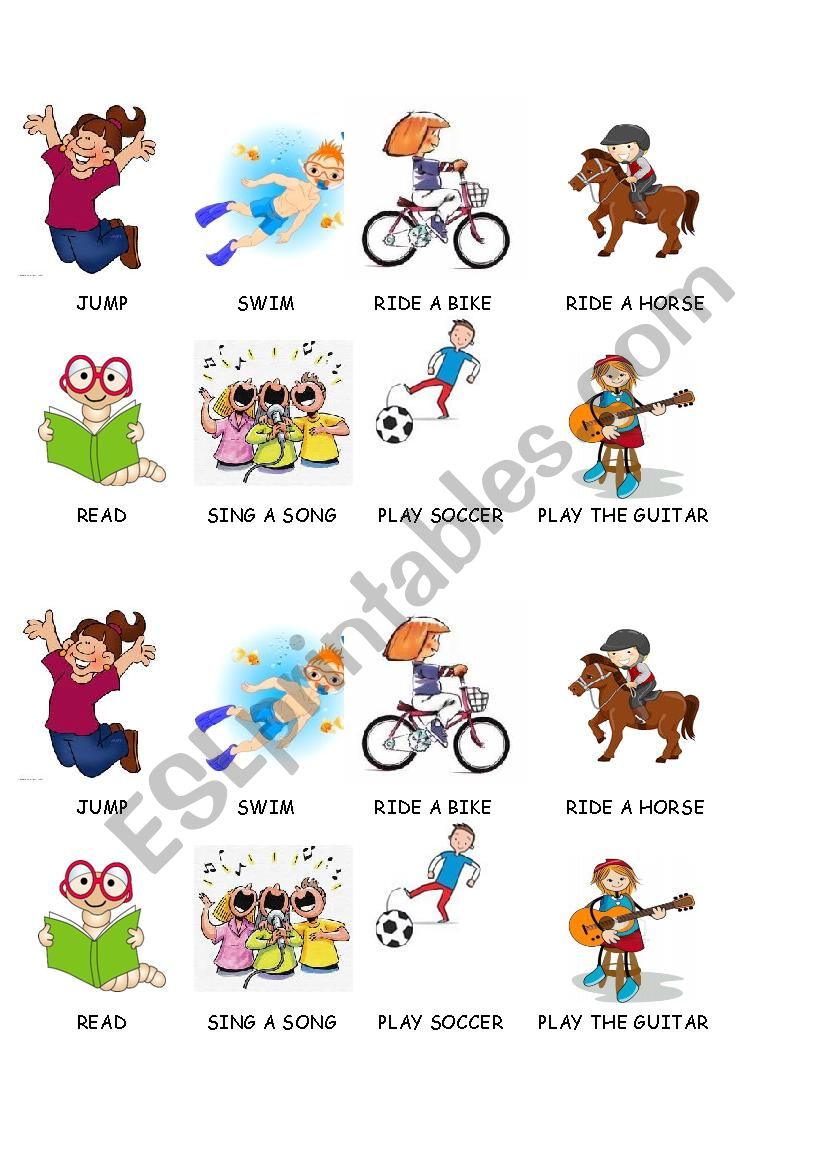 Basic verbs for use can and cant