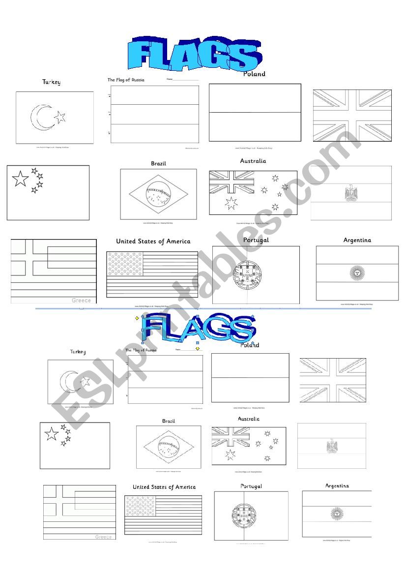 Flags worksheet