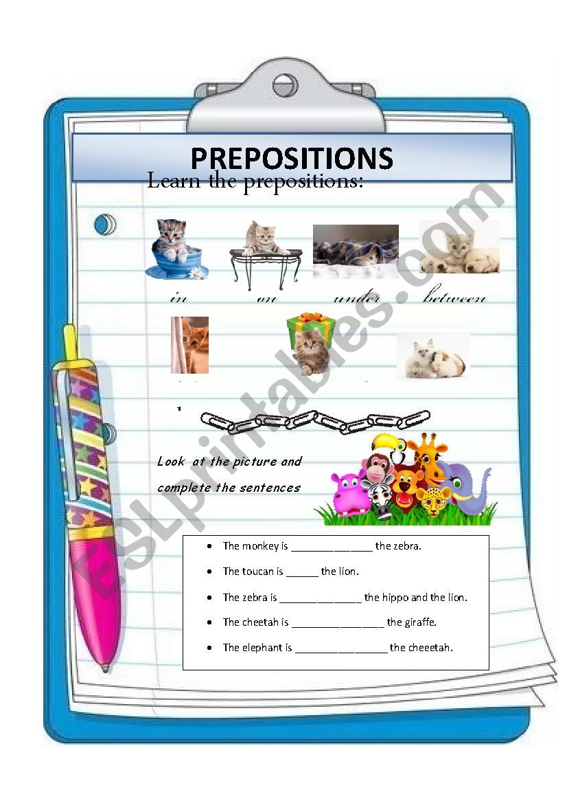Prepositions (1/2) worksheet