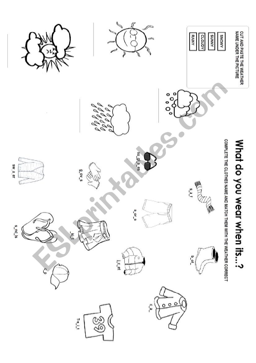 Weather and clothes worksheet