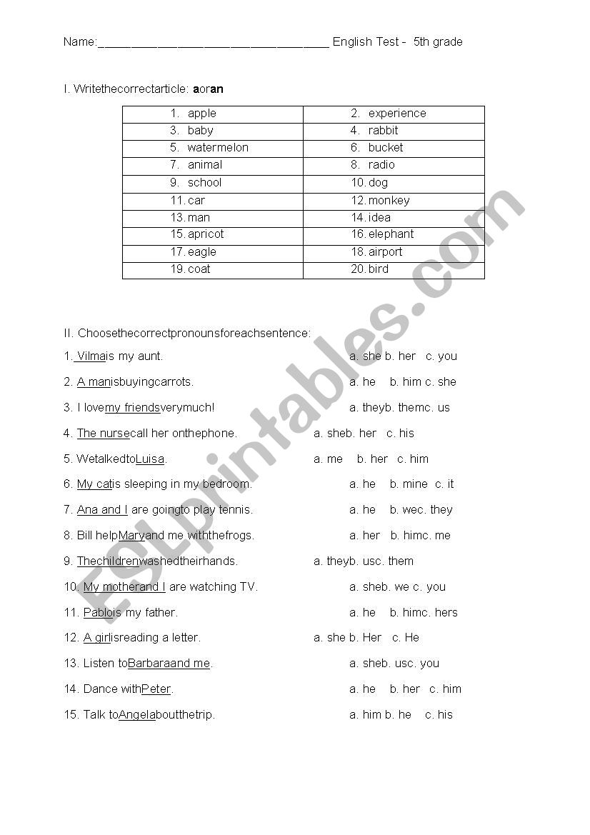 5th-grade-noun-test-esl-worksheet-by-dedee4u