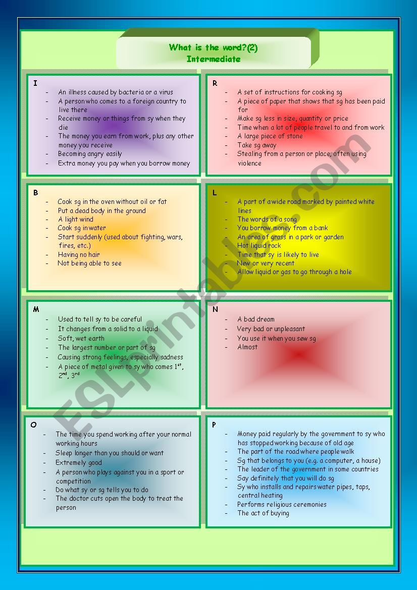 What´s the word? 2 (intermediate)