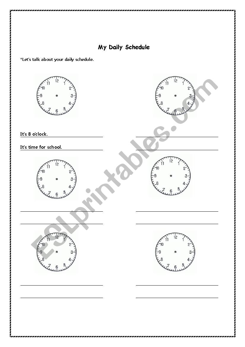 My Daily Schedule worksheet