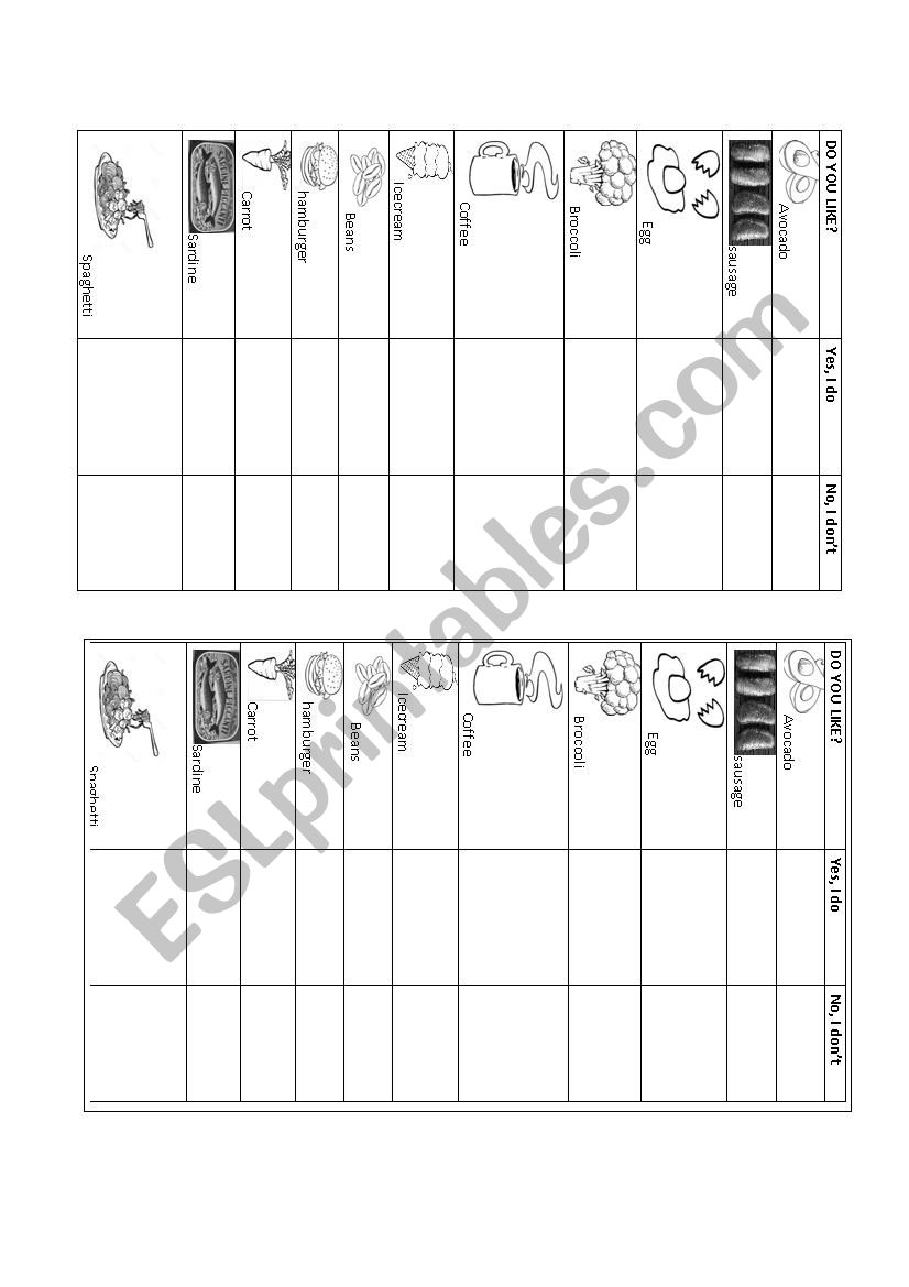 FOOD ACTIVITY worksheet