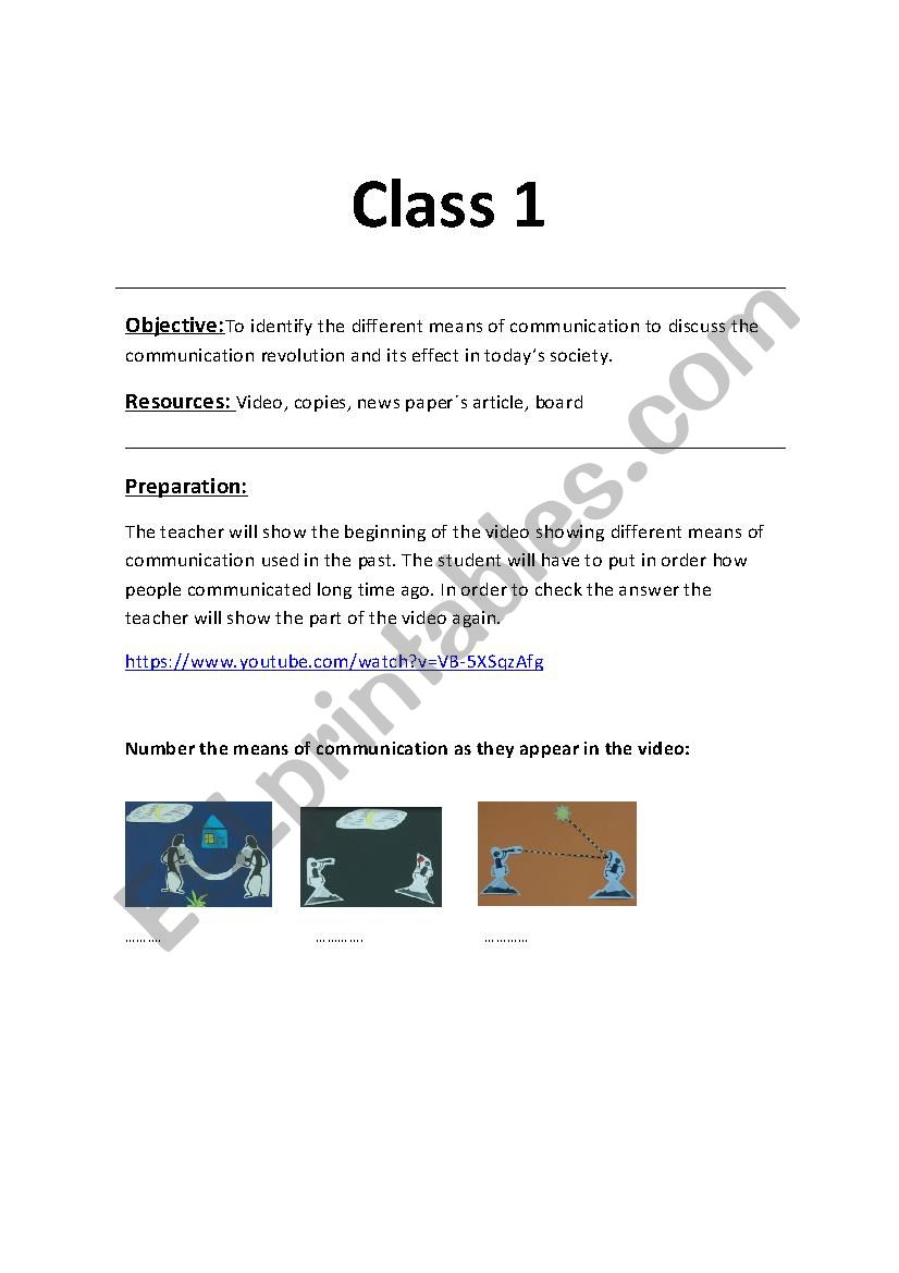 communication project worksheet