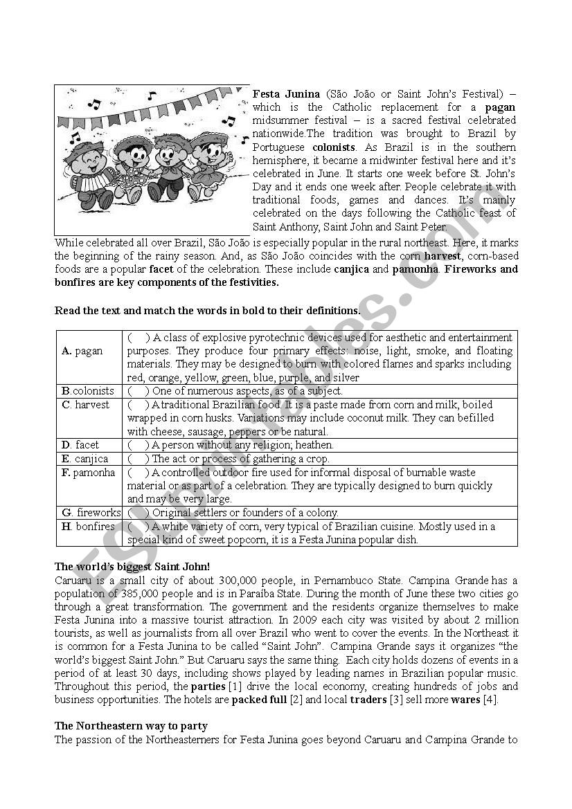 Festa Junina in Brazil worksheet