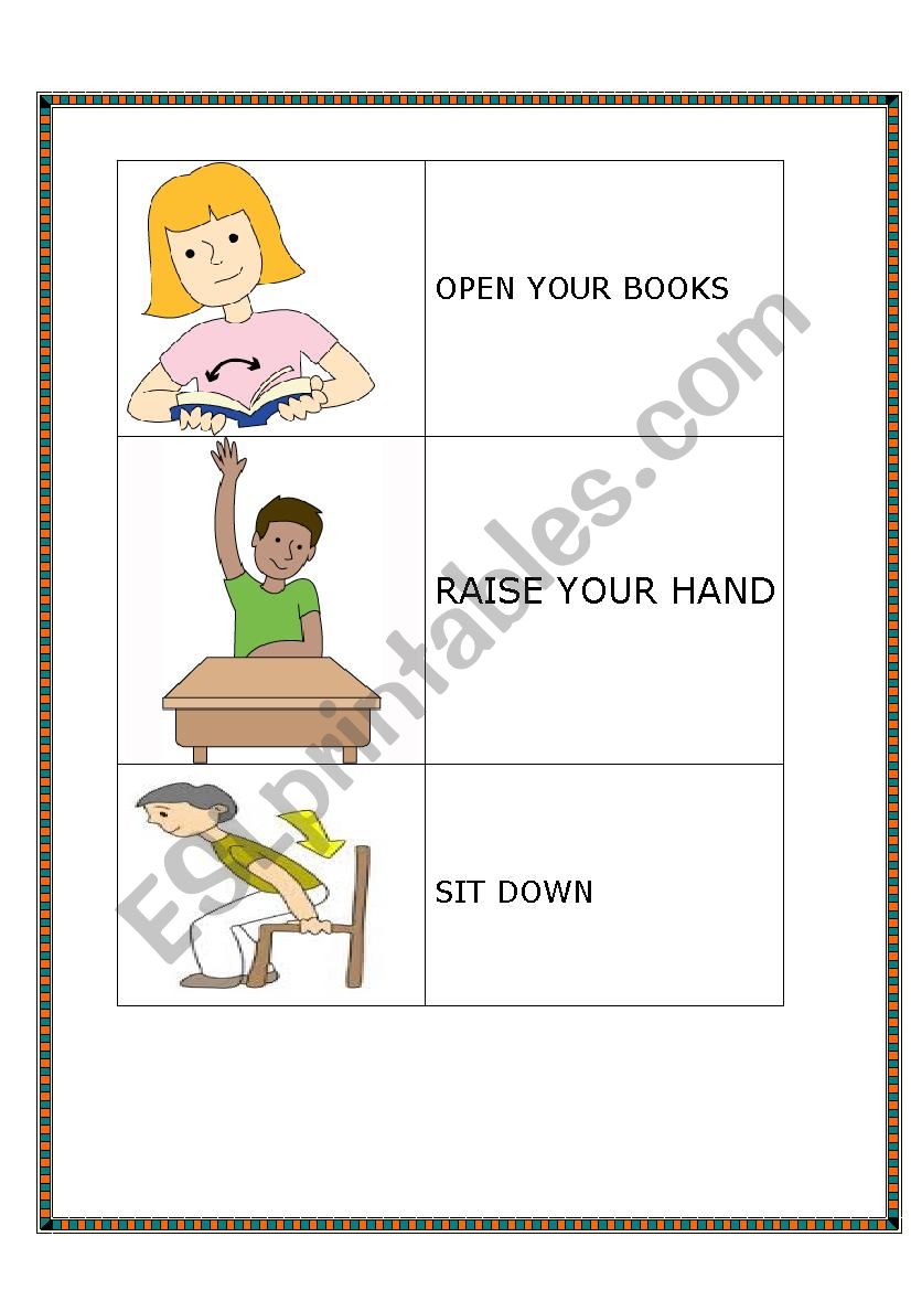 COMMANDS MEMORY GAME worksheet